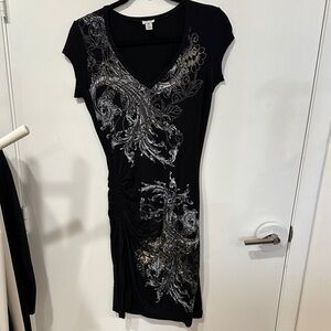 Cache Black Dress with Silver Accents